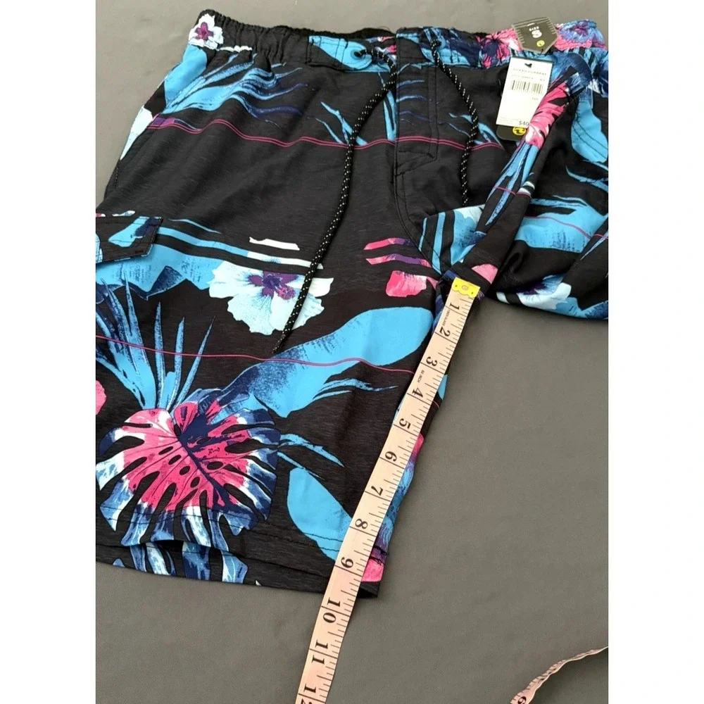 Ocean Current Swim Trunks Men's Size Small Gray Blue Board Shorts Tropical NEW!